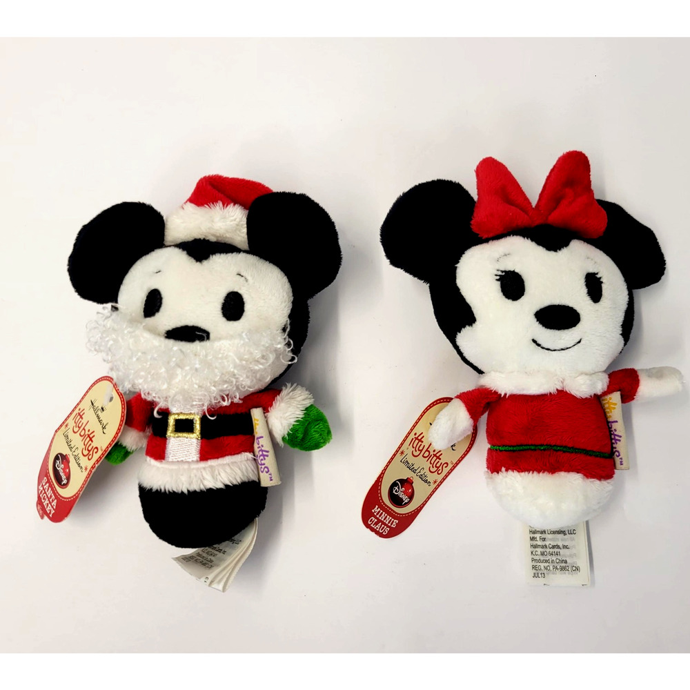 Hallmark Disney Itty Bittys Santa Mickey Minnie Claus Holiday Plush Set Limited - Picture 3 of 16